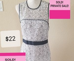 Banana Republic Black/White Lace Sheath Dress